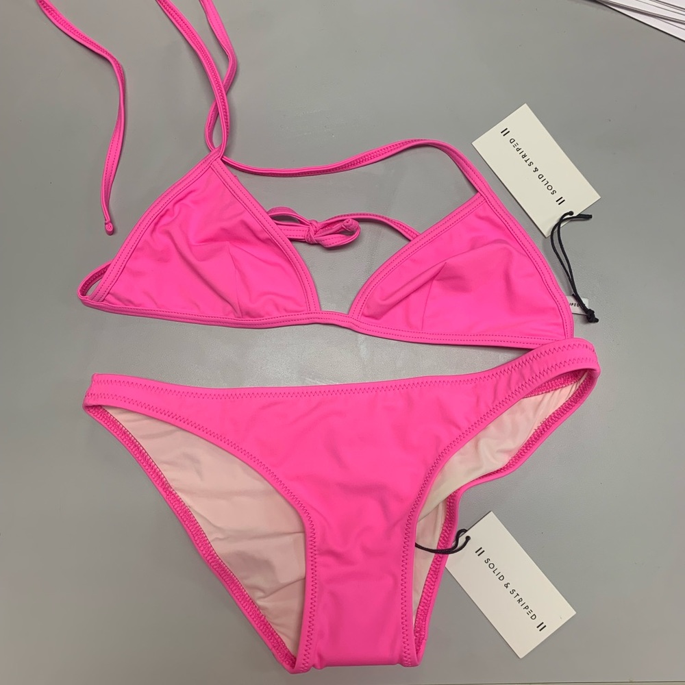 NWT SOLID & STRIPED HOT PINK BIKINI